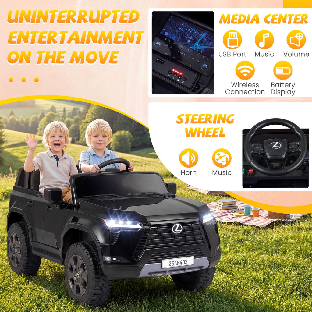 Ride on Car 24V 4WD Licensed LEXUS GX550 Electric Vehicle with Remote for Boys Girls Aged 3+-Black