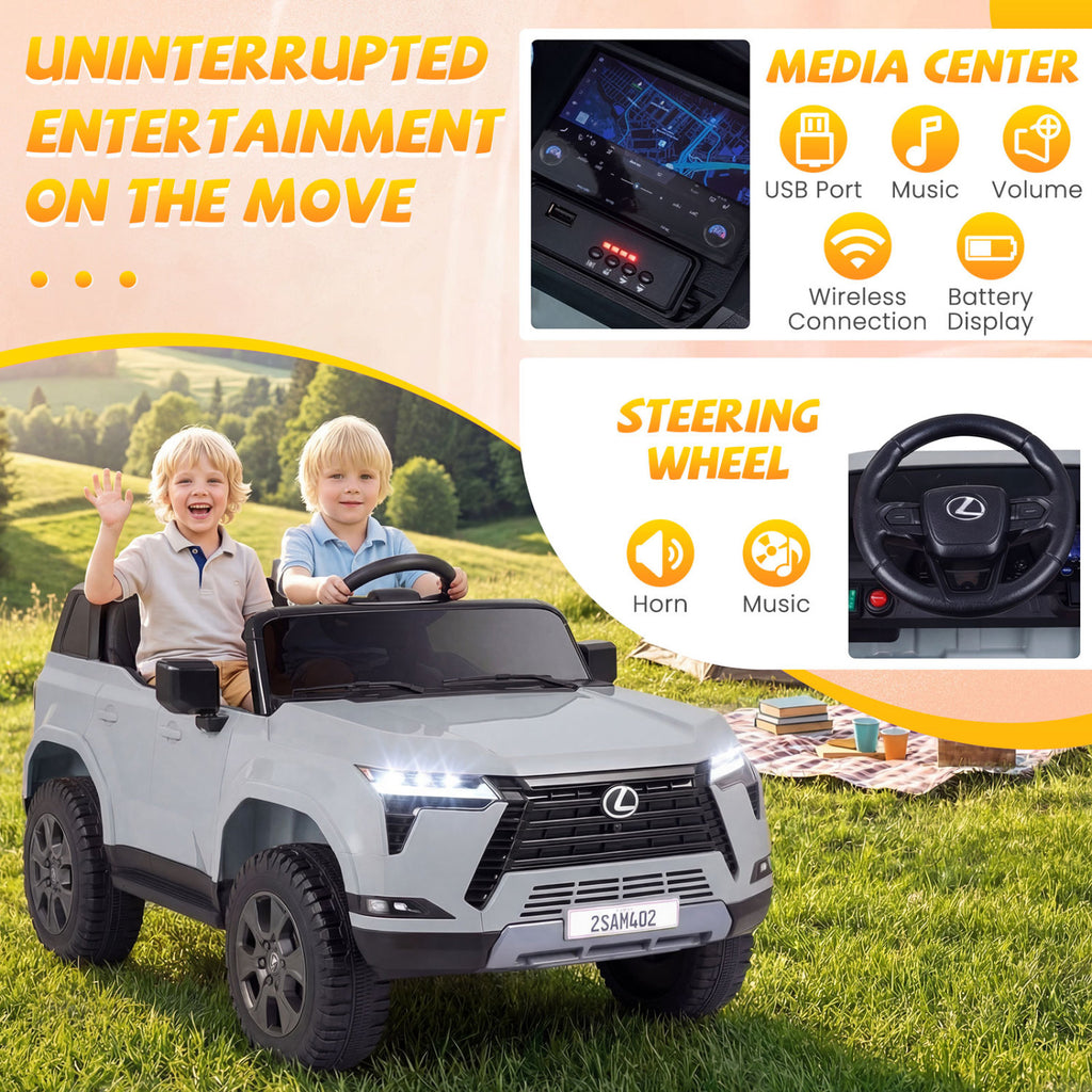 Ride on Car 24V 4WD Licensed LEXUS GX550 Electric Vehicle with Remote for Boys Girls Aged 3+-Grey