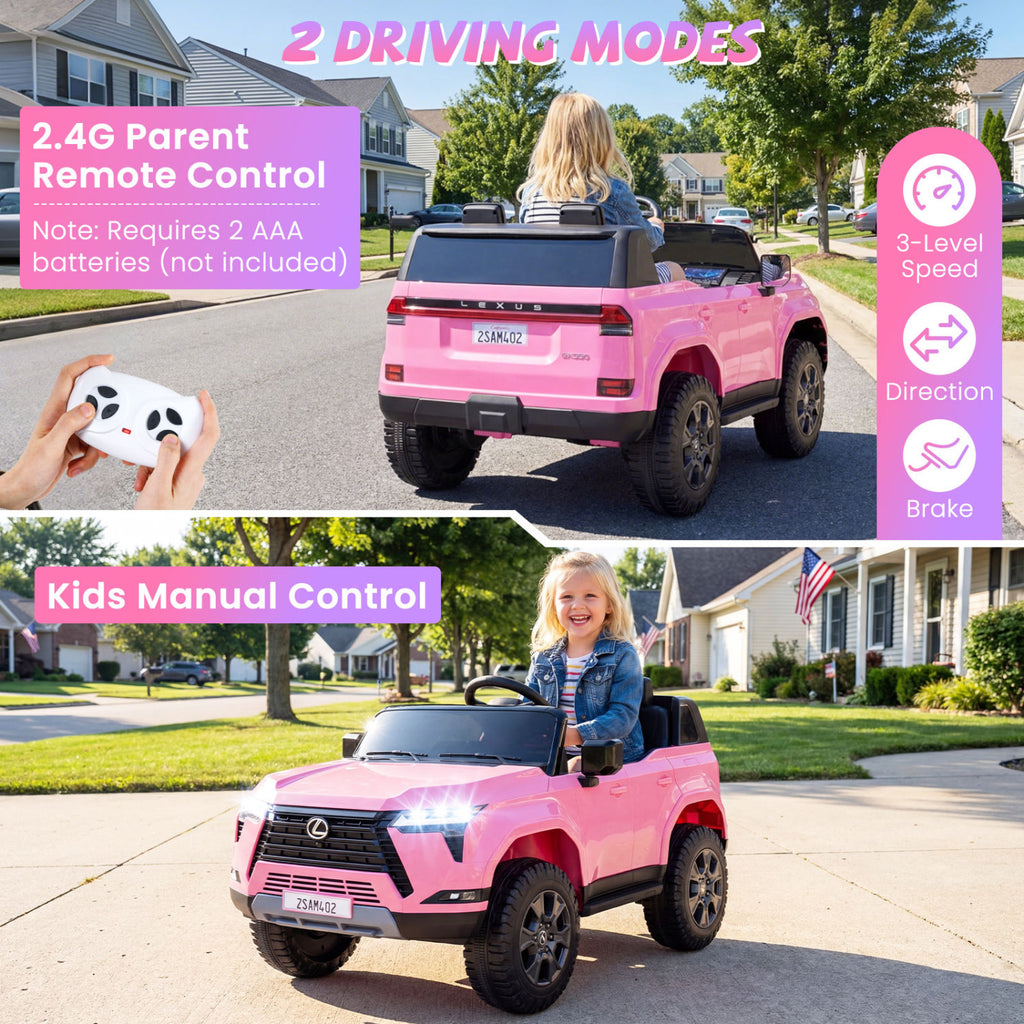 Ride on Car 24V 4WD Licensed LEXUS GX550 Electric Vehicle with Remote for Boys Girls Aged 3+-Pink
