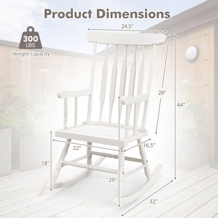 Rocking Chair with Solid Wooden Frame for Garden and Patio-White
