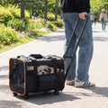 Rolling Pet Carrier Foldable Soft-sided Dog Travel Crate