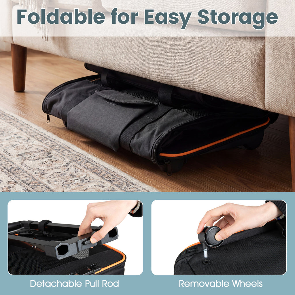 Rolling Pet Carrier Foldable Soft-sided Dog Travel Crate
