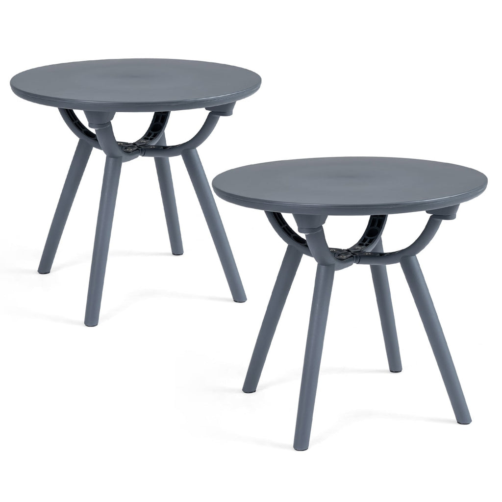 Tables d'appoint de rangement rondes pour patio et balcon - lot de 2