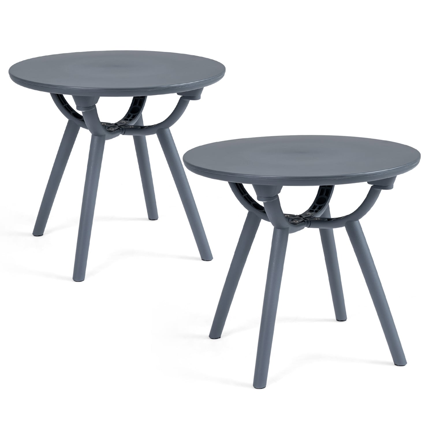 Tables d'appoint de rangement rondes pour patio et balcon - lot de 2