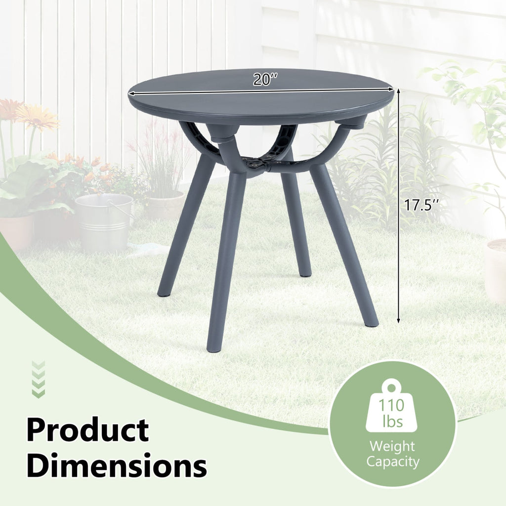 Tables d'appoint de rangement rondes pour patio et balcon - lot de 2