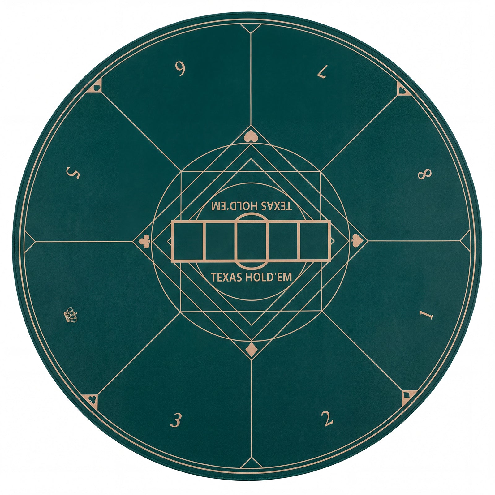 Round Poker Mat for Texas Hold'em 40 inch Portable Foldable Anti-Slip Rubber Base Table Layout-Green