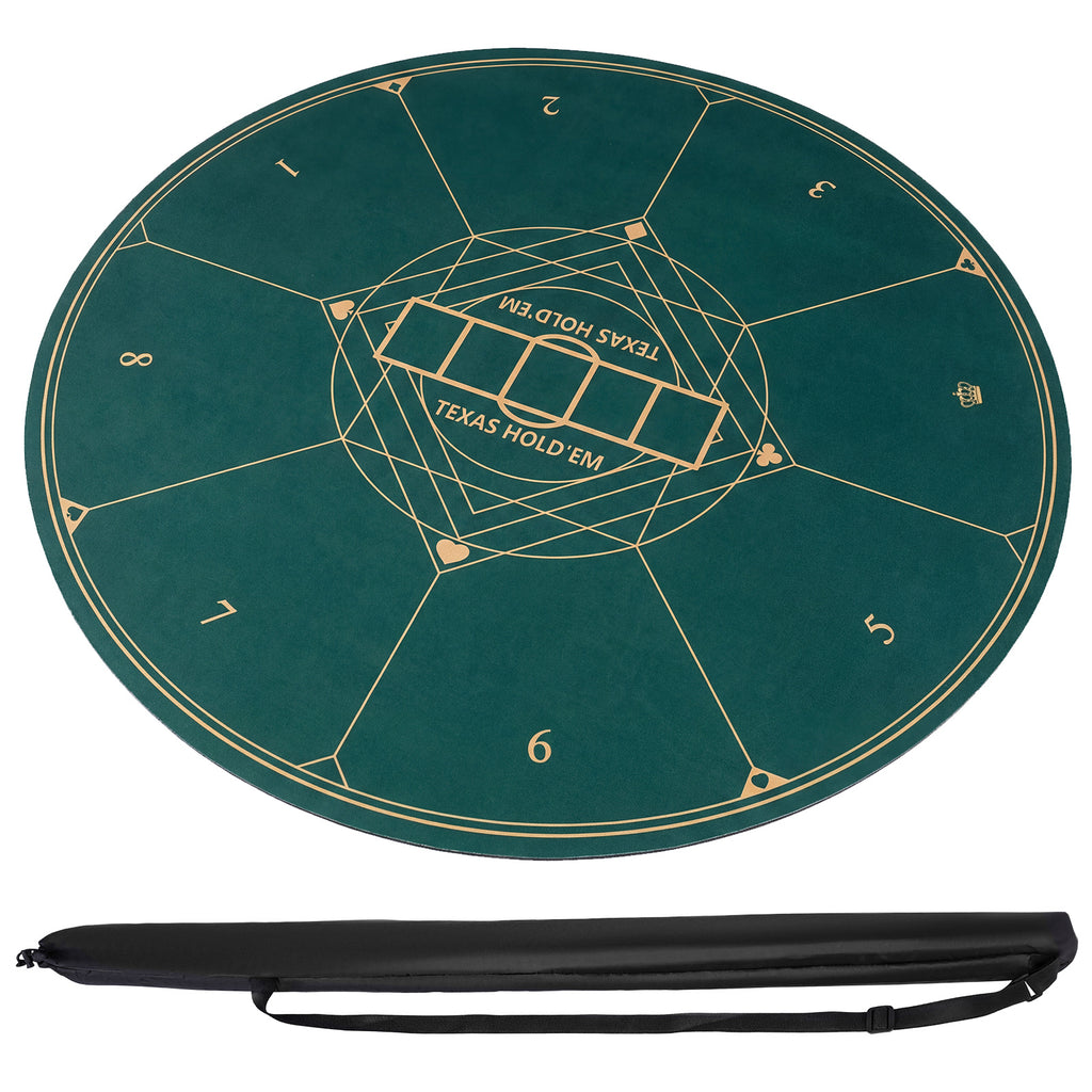 Round Poker Mat for Texas Hold'em 47" with Carrying Bag for 8-Player-Green