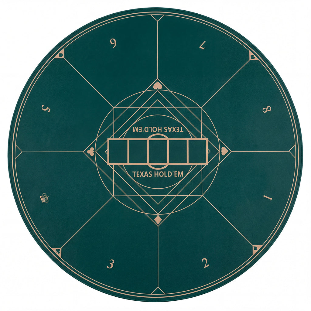 Round Poker Mat for Texas Hold'em 55 inch Portable Foldable Anti-Slip Rubber Base Table Layout-Green