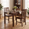 Rubber Wood Dining Chairs Set of 2 with High Slat Backrests-Brown