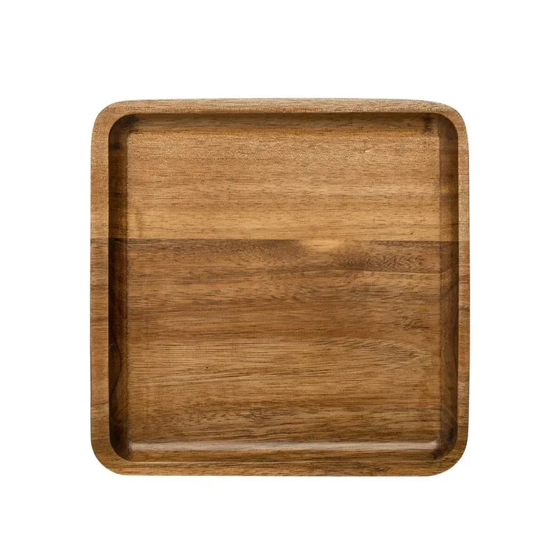 Wooden tray on a white background