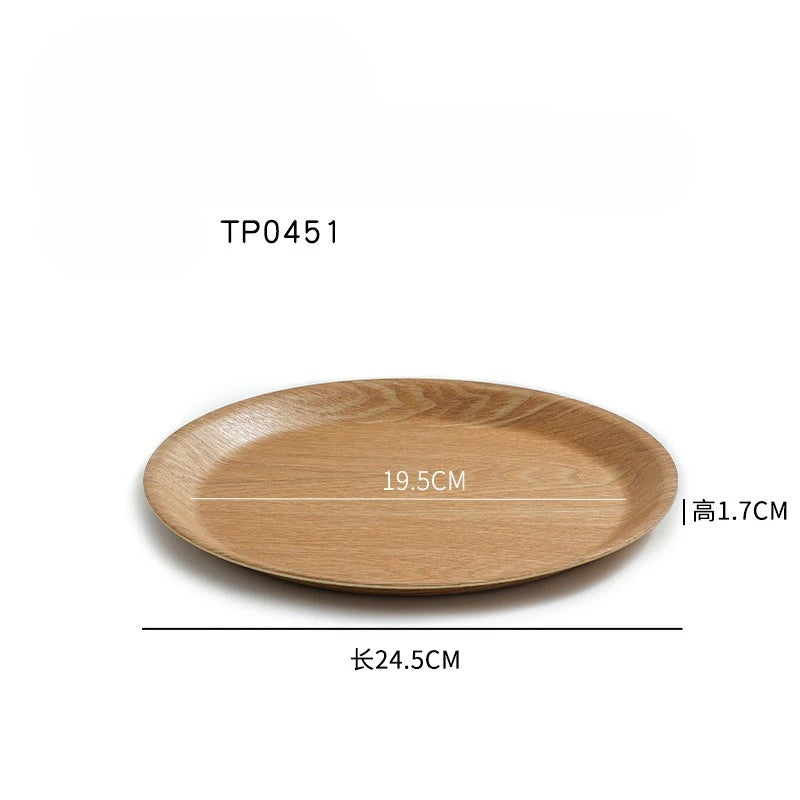 Round Solid Wood Dining Plate –Water Chestnut Tray for Dessert & Coffee