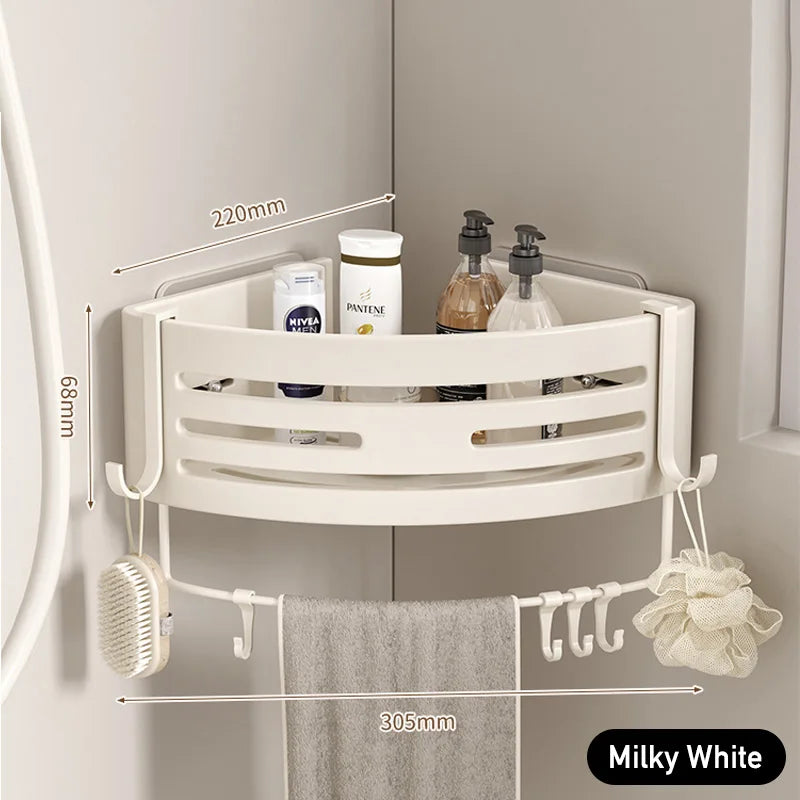 White Bathroom Shelf Wall Mount, Self-Adhesive No Drilling Caddy