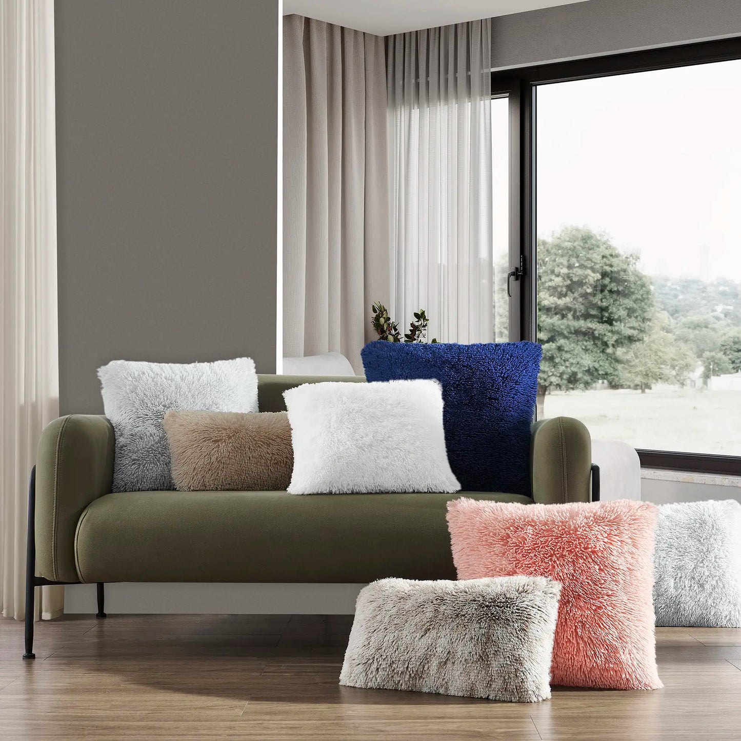 ILVISEST Luxury Faux Fur Cushion Covers, 18x18 Inch, 2-Pack