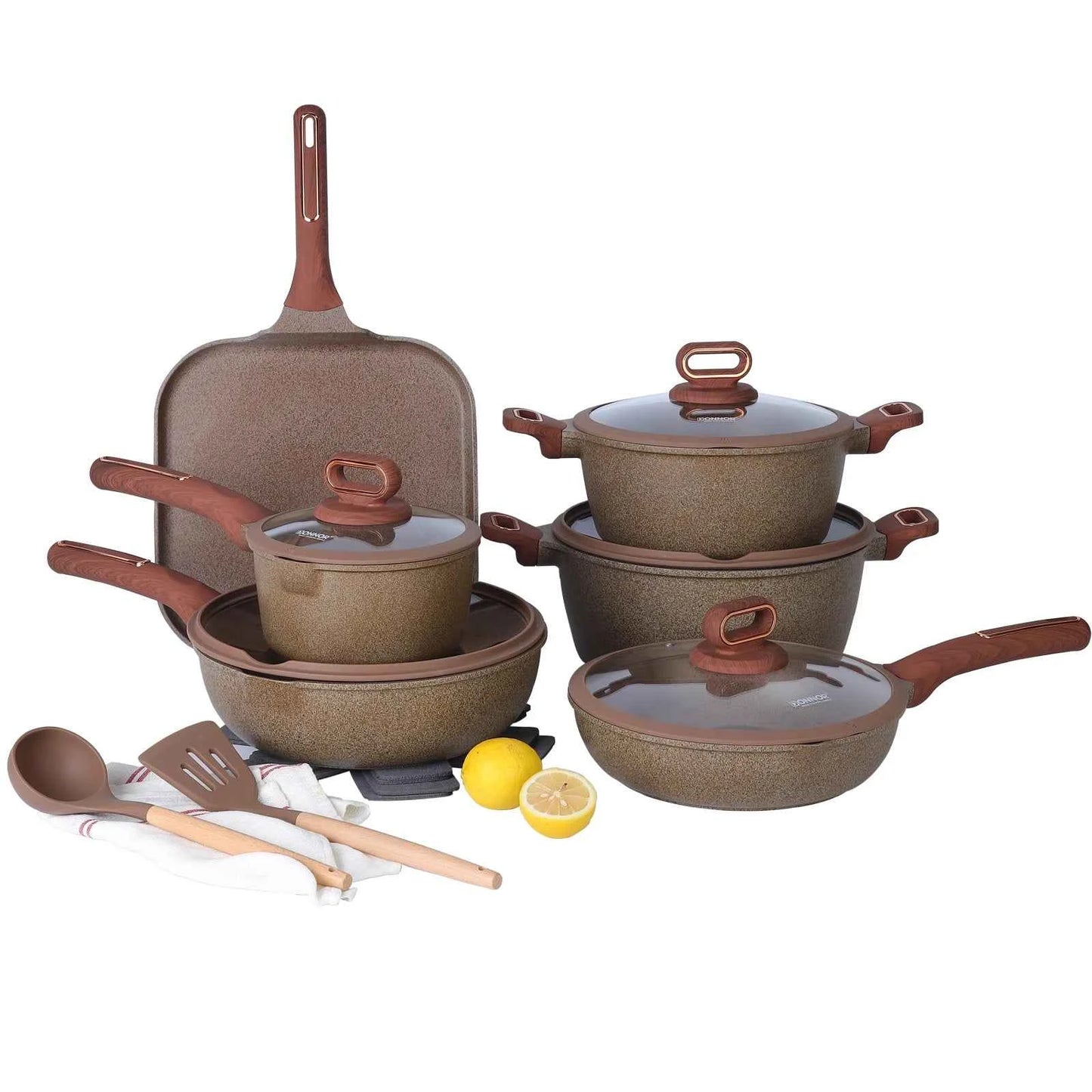 DONNOR Ceramic Cookware Sets Pots and Pans Set Nonstick  Induction Cookware Kitchen Cooking Set with Frying Pans Set