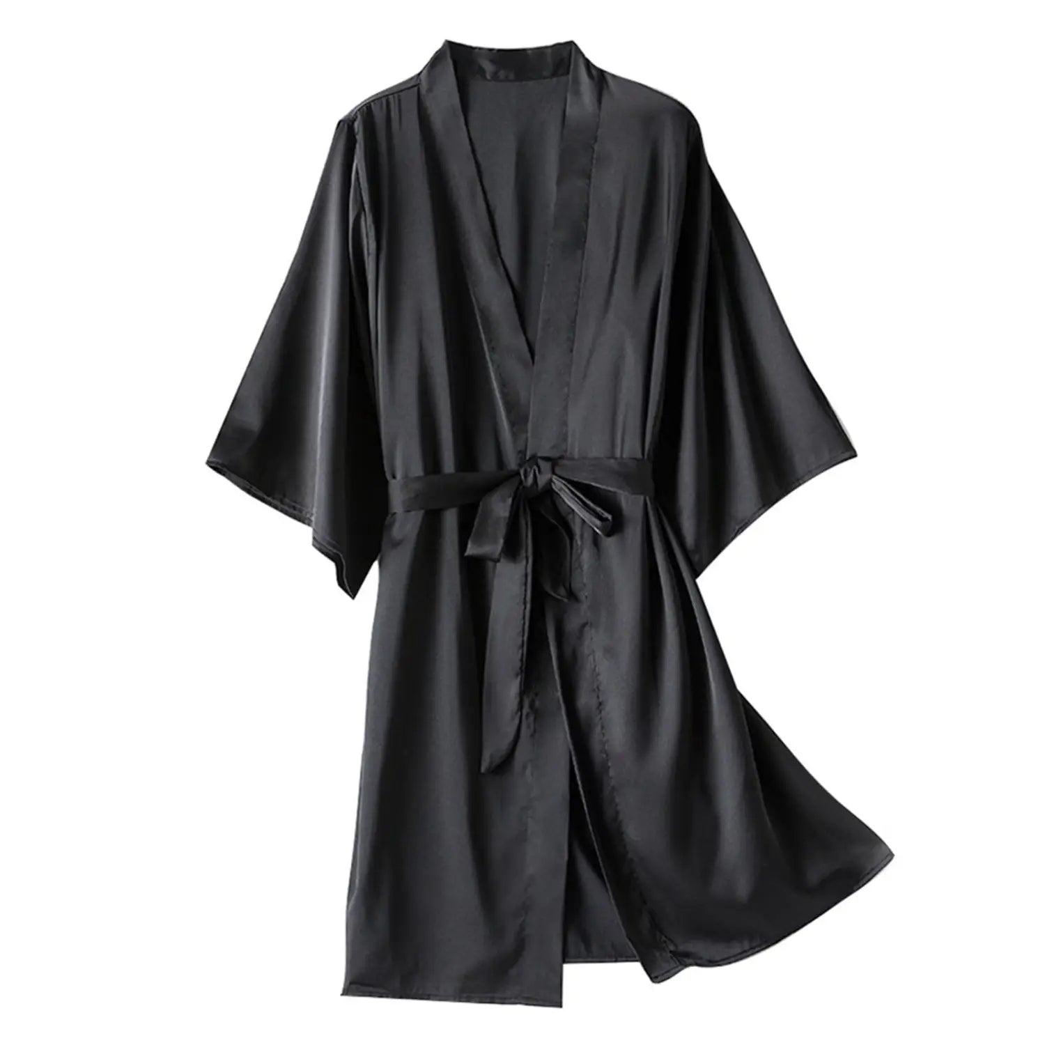 Women’s Satin Kimono Robe Set – Short Mini Nightgown Polyester Sleepwear Bridal Wedding Gift Casual Lingerie Nightwear