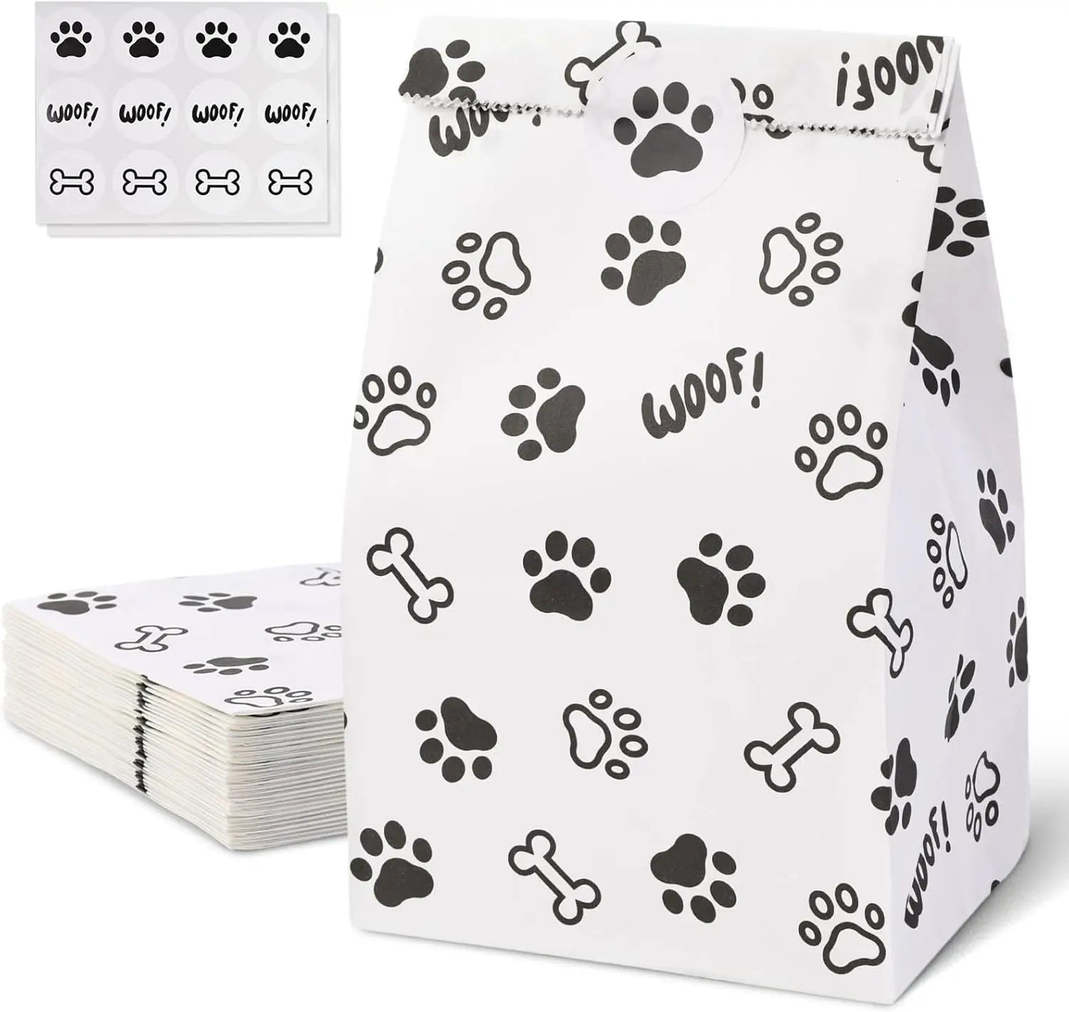 Gift Bags with Pet Paw Prints – 12-Piece Set