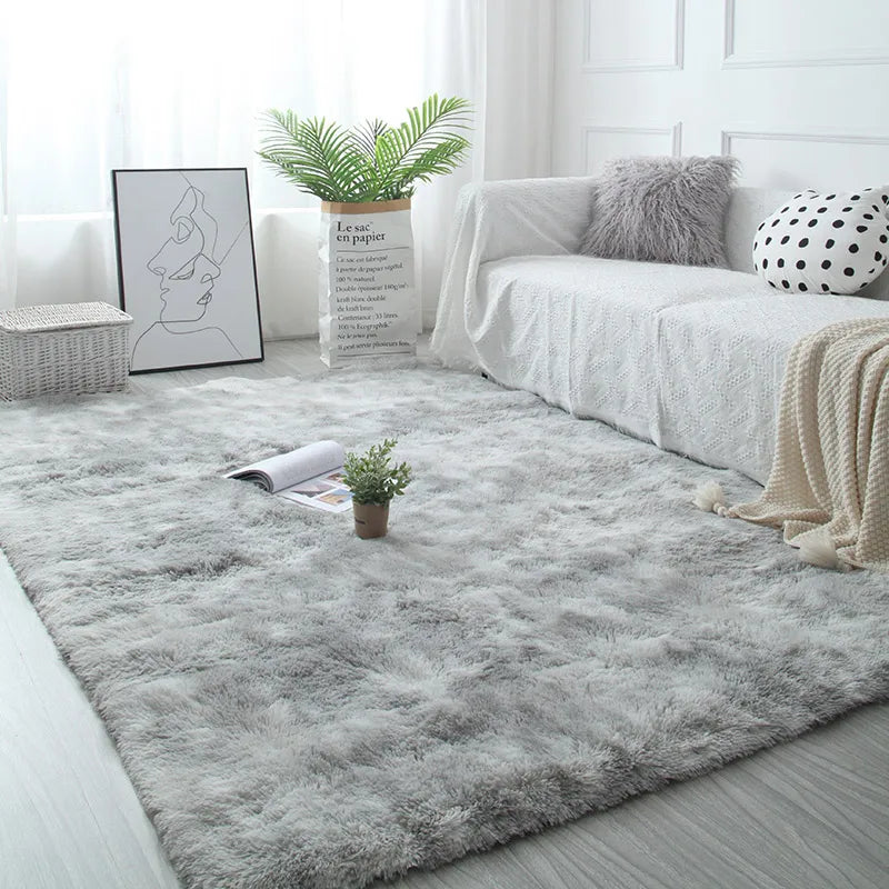 White Fluffy Rug Soft Non-Slip Modern Bedroom & Living Room Carpet
