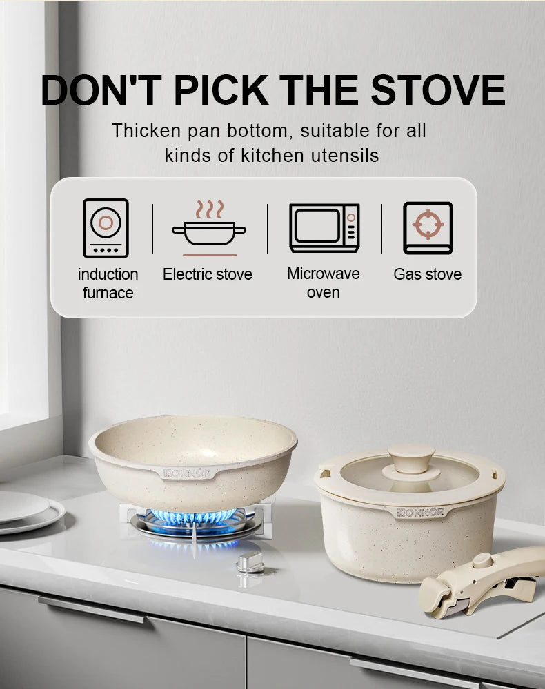 Donnor® 5pcs Aluminum Nonstick Cookware Set with Lids