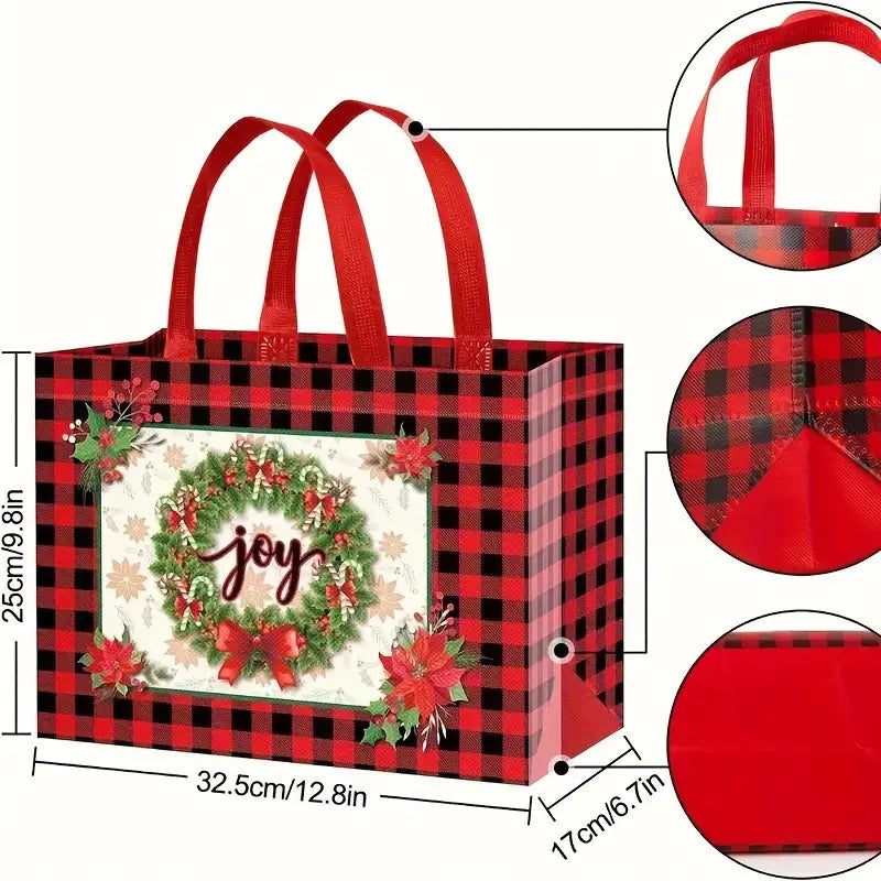 Christmas Gift Bags with Handles – Reusable Non-Woven Holiday Tote Bags