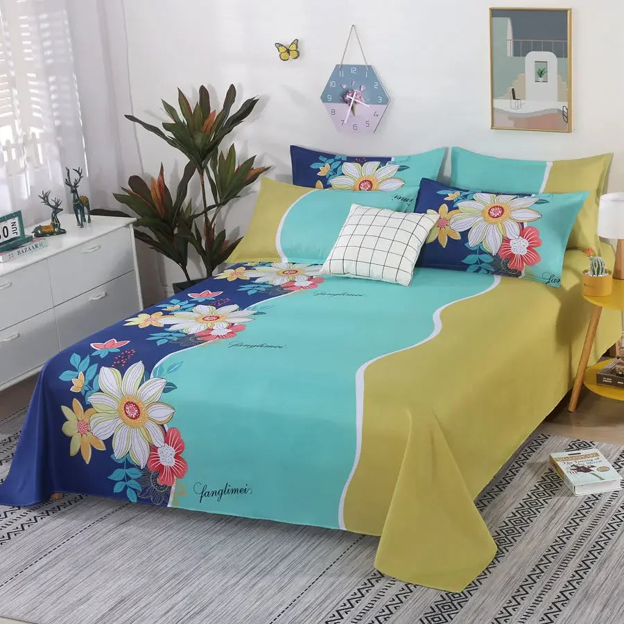 3-Piece Cotton Blend Bed Sheet Set with Pillowcases, Quilted