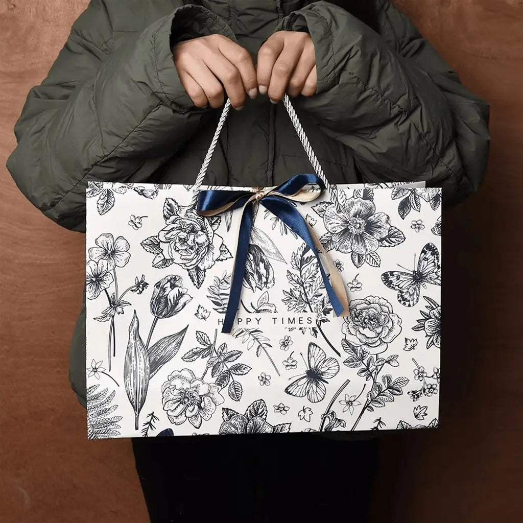 Flower Gift Bags with Handles – Decorative Paper Tote Bags
