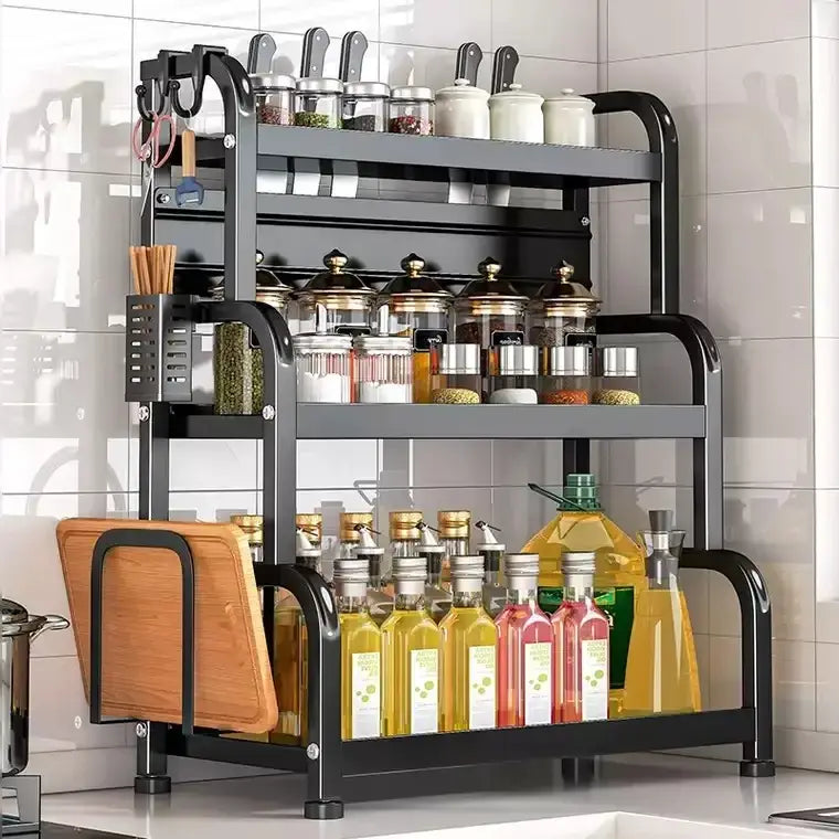 Modern Kitchen Countertop Spice Rack – Multi-Tier Storage Organizer