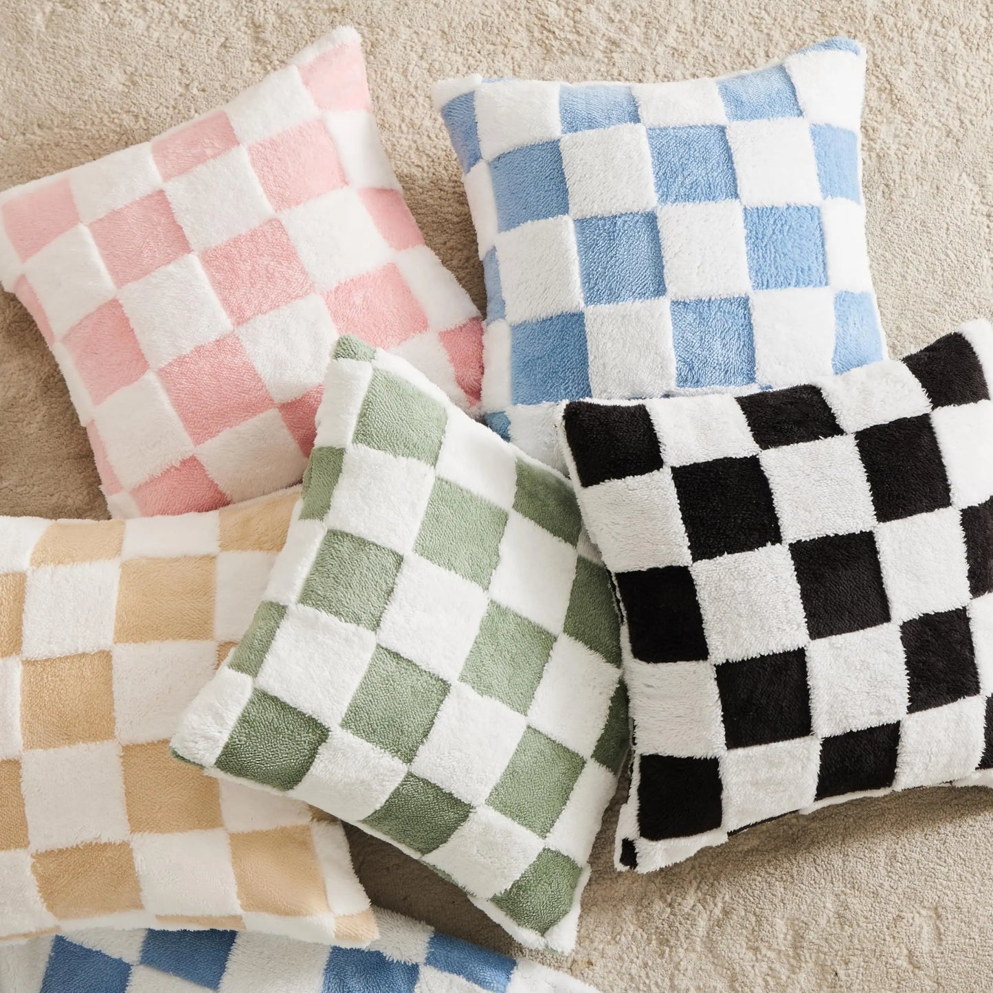 ILVISEST 18x18 Checkered Throw Pillow Covers, Soft Plush, 2-Pack