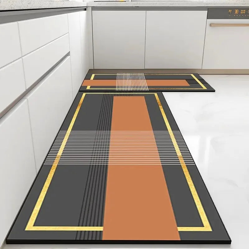 Modern PVC Kitchen Carpet Non-Slip Waterproof Oil-Proof Leather Mat