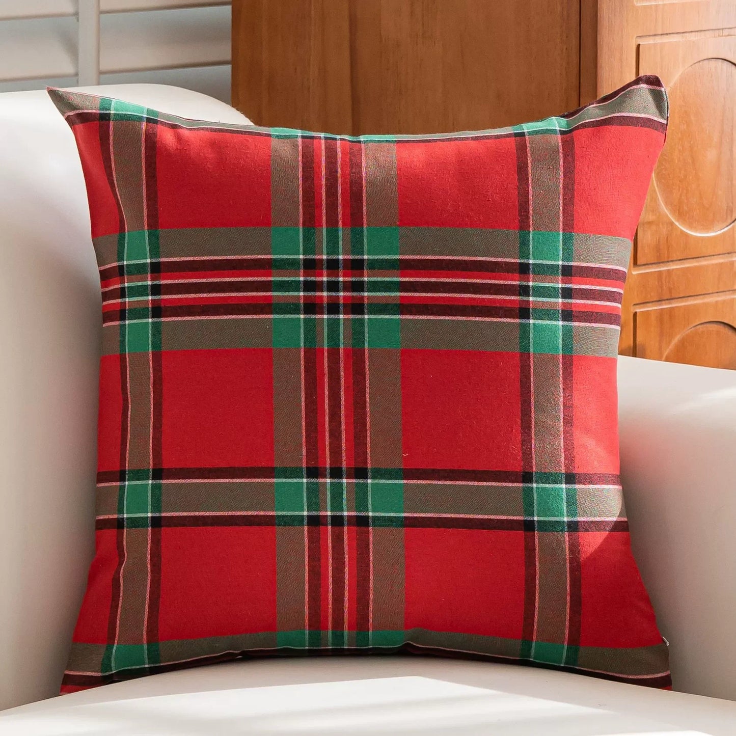 Fall Scottish Tartan Plaid Throw Pillow Covers Set of 2