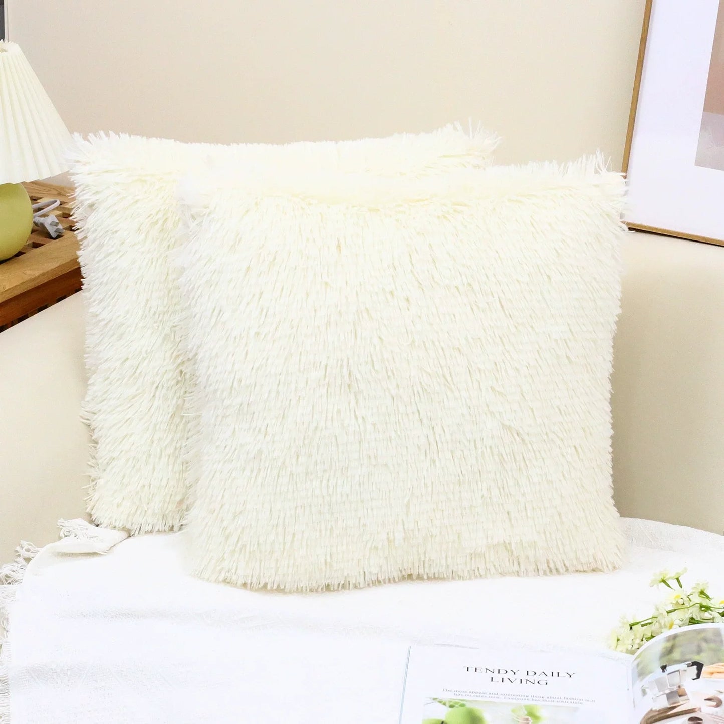 ILVISEST Luxury Faux Fur Cushion Covers, 18x18 Inch, 2-Pack