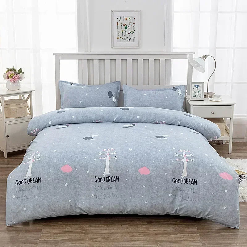 Geometric Printed Bedding Quilt Cover – Soft Breathable Bed Sheet