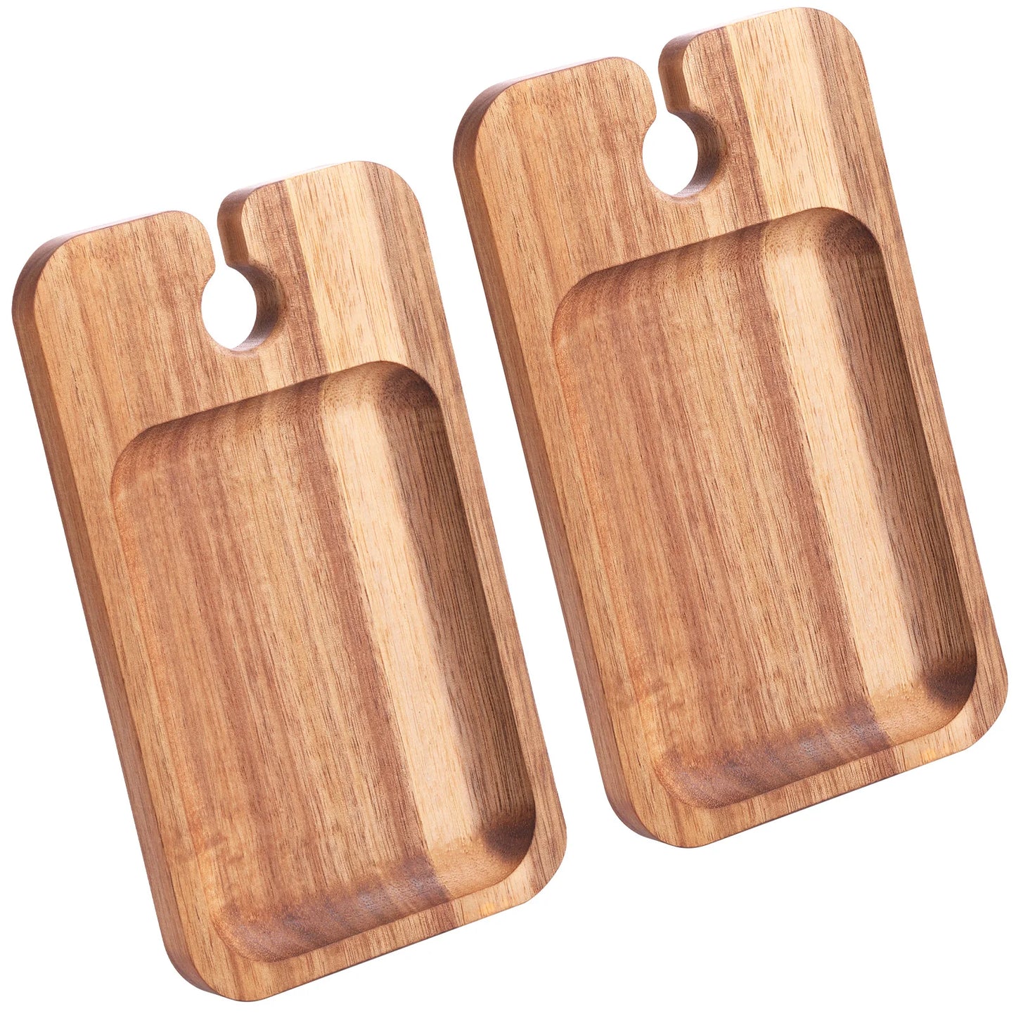 Wood Appetizer Plates with Wine Glass Holder– Charcuterie & Snack Tray