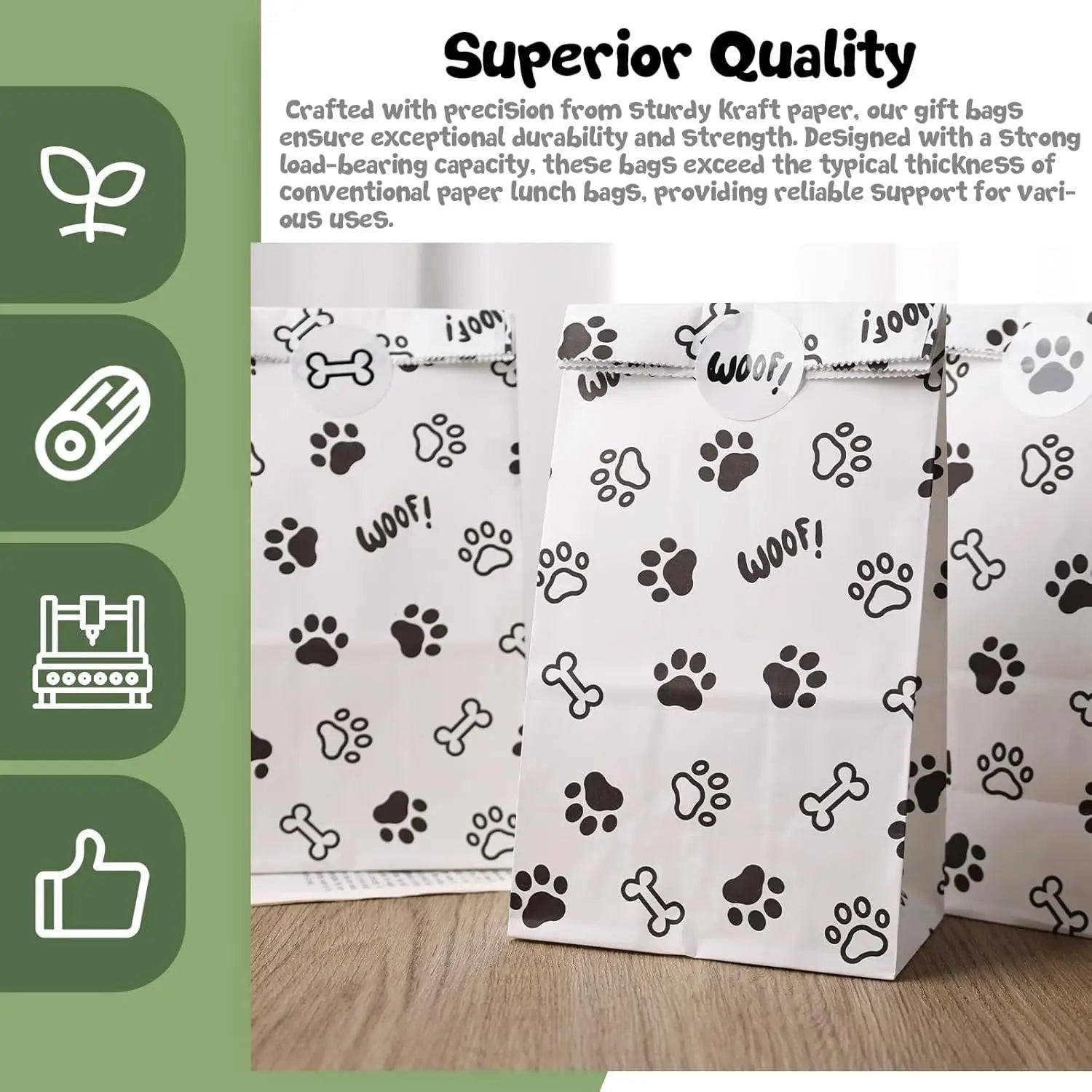 Gift Bags with Pet Paw Prints – 12-Piece Set
