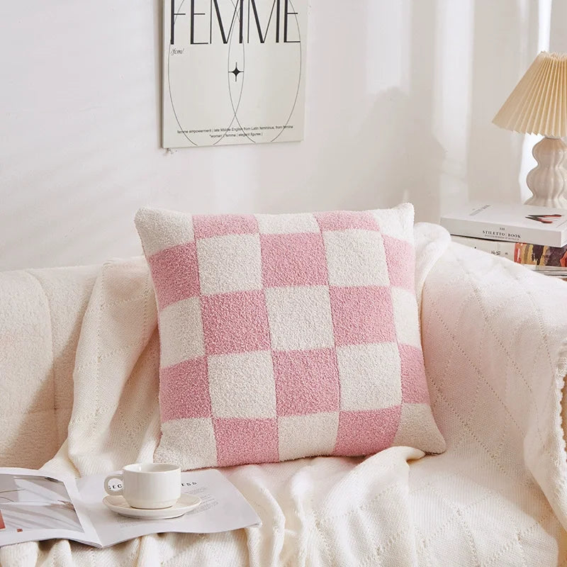 ILVISEST 18x18 Checkered Throw Pillow Covers, Soft Plush, 2-Pack