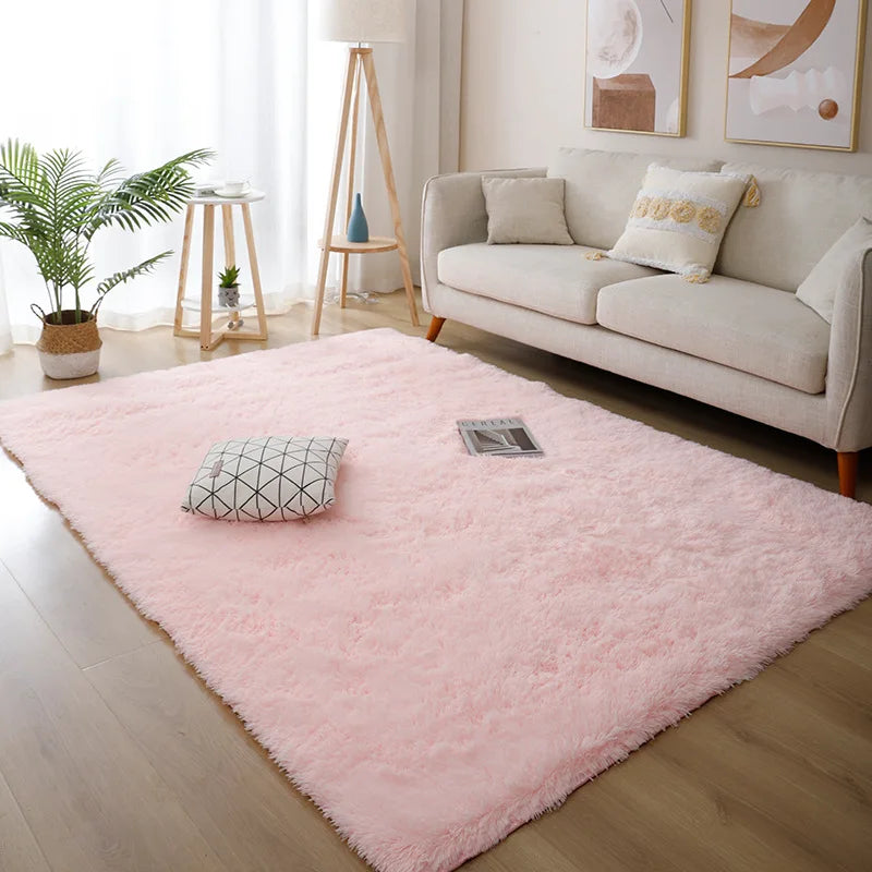 White Fluffy Rug Soft Non-Slip Modern Bedroom & Living Room Carpet