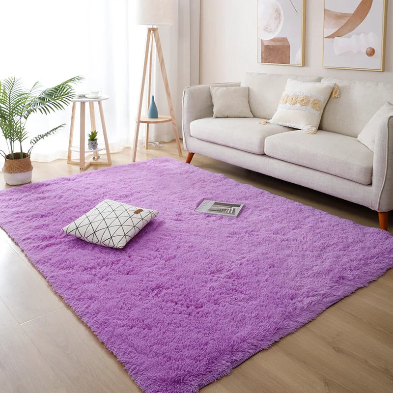 White Fluffy Rug Soft Non-Slip Modern Bedroom & Living Room Carpet
