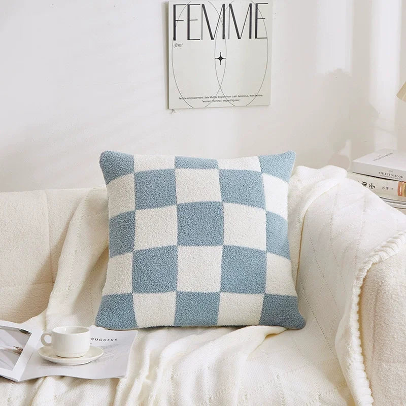ILVISEST 18x18 Checkered Throw Pillow Covers, Soft Plush, 2-Pack