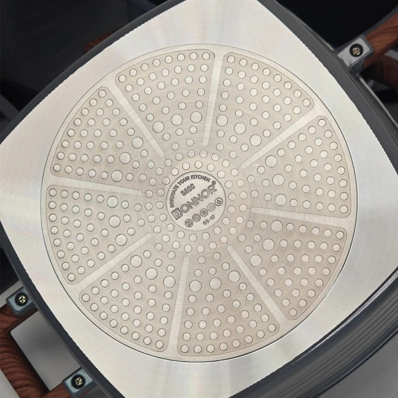 DONNOR 15-Piece Aluminum Nonstick Square Cookware Pot Set with Lids