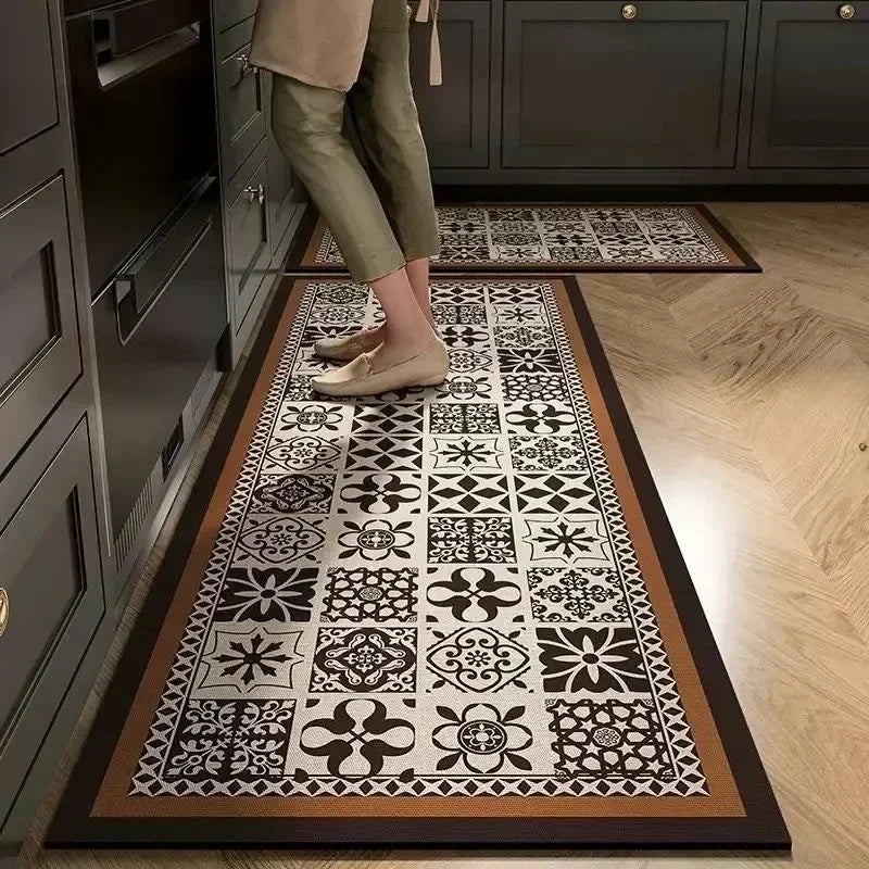 Long PVC Kitchen Rug, Waterproof, Oil-Proof, Non-Slip Floor Mat