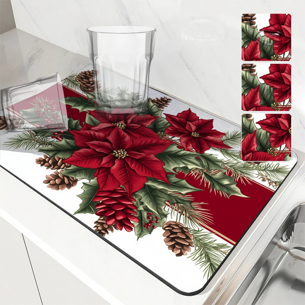 Absorbent Coffee & Dish Drying Mat Quick Dry Kitchen Drain Pad