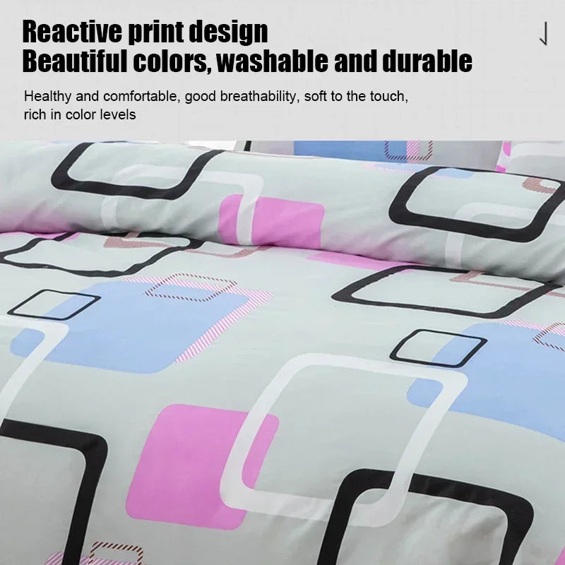 Geometric Printed Bedding Quilt Cover – Soft Breathable Bed Sheet