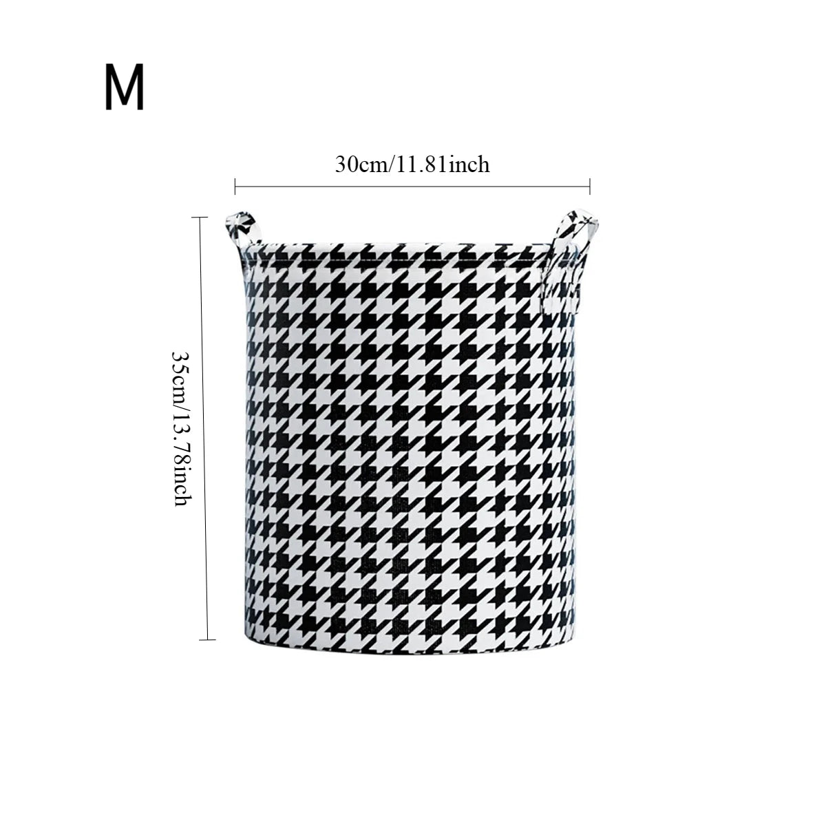Foldable Laundry Basket with Handles Houndstooth Fabric Storage Bin