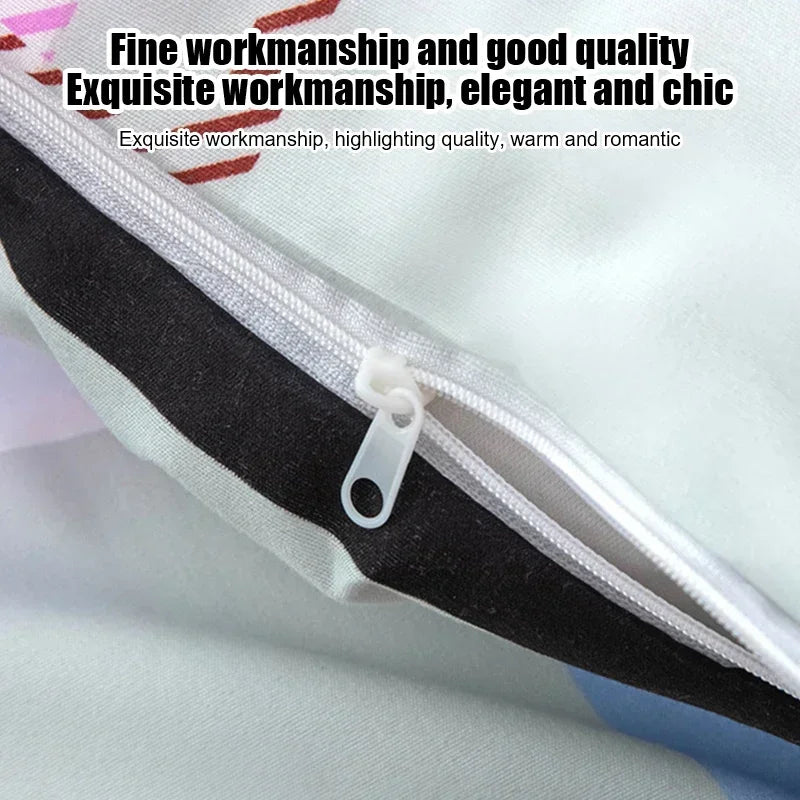 Geometric Printed Bedding Quilt Cover – Soft Breathable Bed Sheet