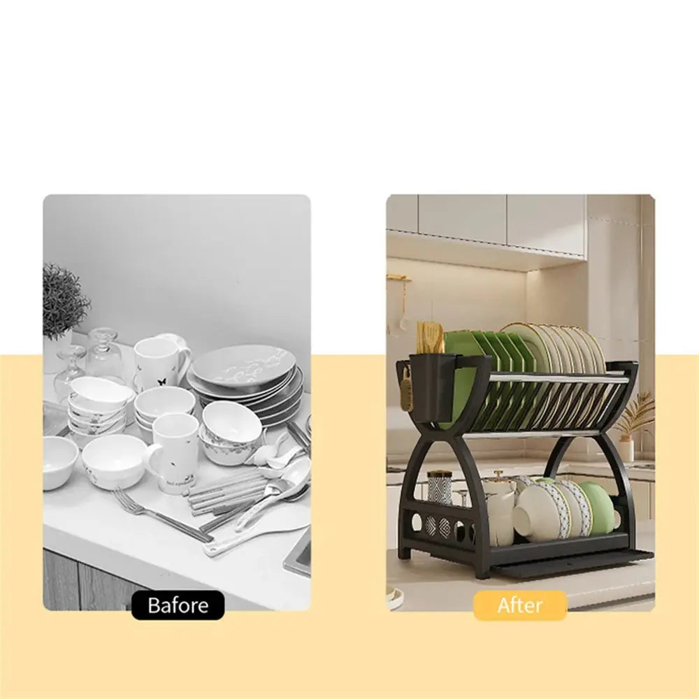 Multifunctional Kitchen Storage Rack – Bowl Dish & Chopstick Organizer