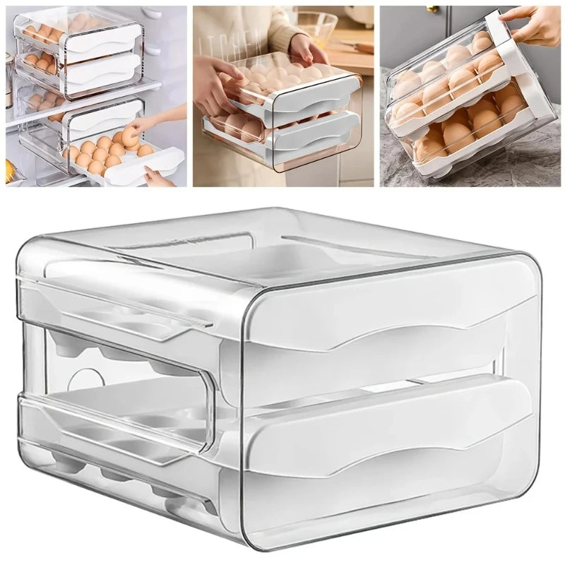 Clear Stackable Plastic Storage Container with 2 Drawers Airtight