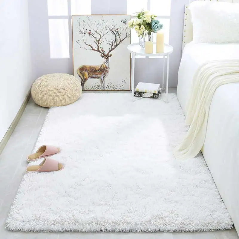 Shag Silk Wool Carpet Non-Slip Plush Rug for Bedroom & Living Room