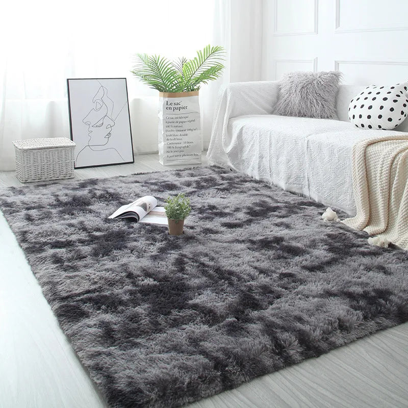White Fluffy Rug Soft Non-Slip Modern Bedroom & Living Room Carpet