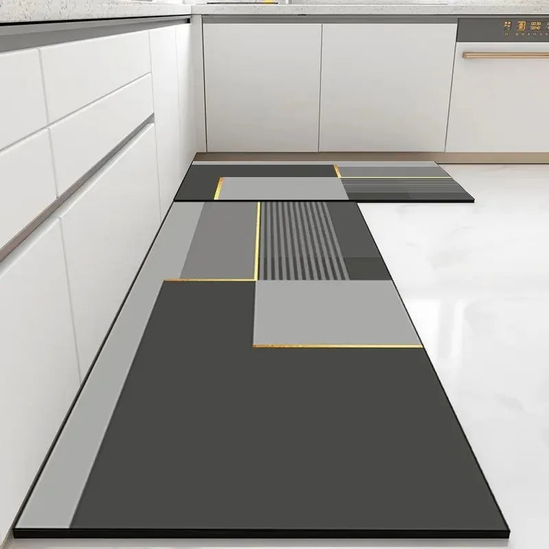 Modern PVC Kitchen Carpet Non-Slip Waterproof Oil-Proof Leather Mat