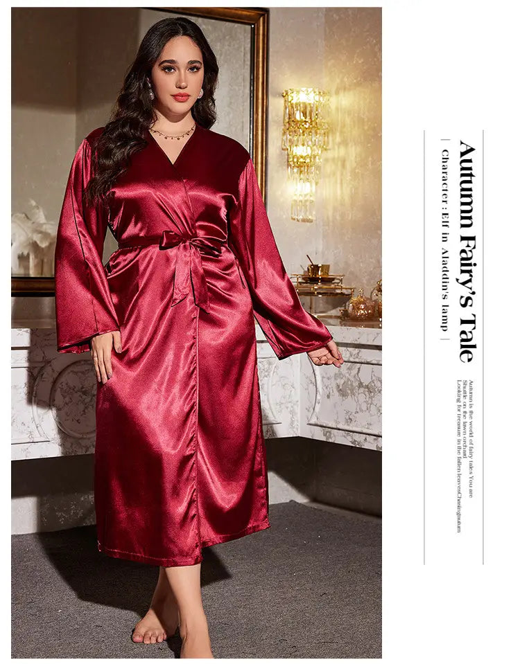 PLUS SIZE Women Long Bathrobe Nightdress Set Bride’s Morning Gown Spring Summer Kimono Bathrobe Gown Sleepwear Chemise