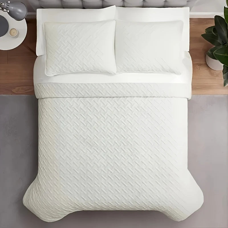 3-Piece Quilted Bedspread Set – Morandi Colors, Polyester